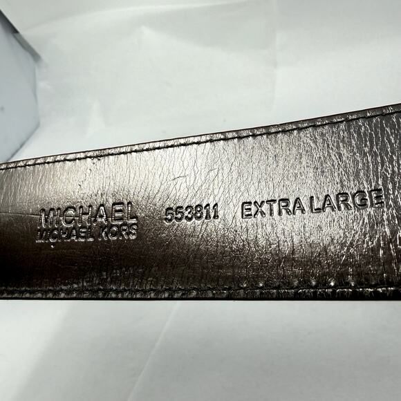 Michael Kors Women’s Tan Synthetic Leather Belt XL Silver Logo Buckle main image 7